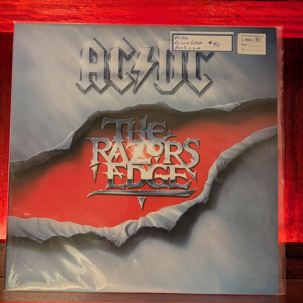 AC/DC The Razors Edge Red and Silver Album Cover